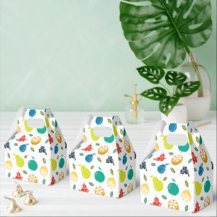 Fruit Pattern, Plum, Orange, Lemon, Pear, Apple Favour Box