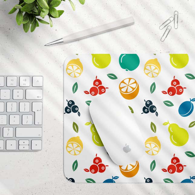 Fruit Pattern, Plum, Orange, Lemon, Pear, Apple Mouse Mat (Creator Uploaded)