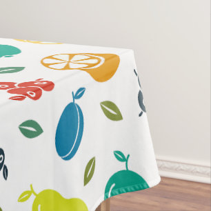 Fruit Pattern, Plum, Orange, Lemon, Pear, Apple Tablecloth
