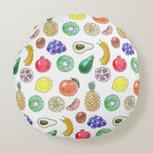 Fruit pattern round cushion