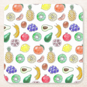 Fruit pattern square paper coaster