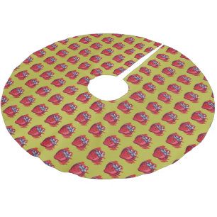 Fruit Pattern Strawberries on gold Party Stuff Brushed Polyester Tree Skirt