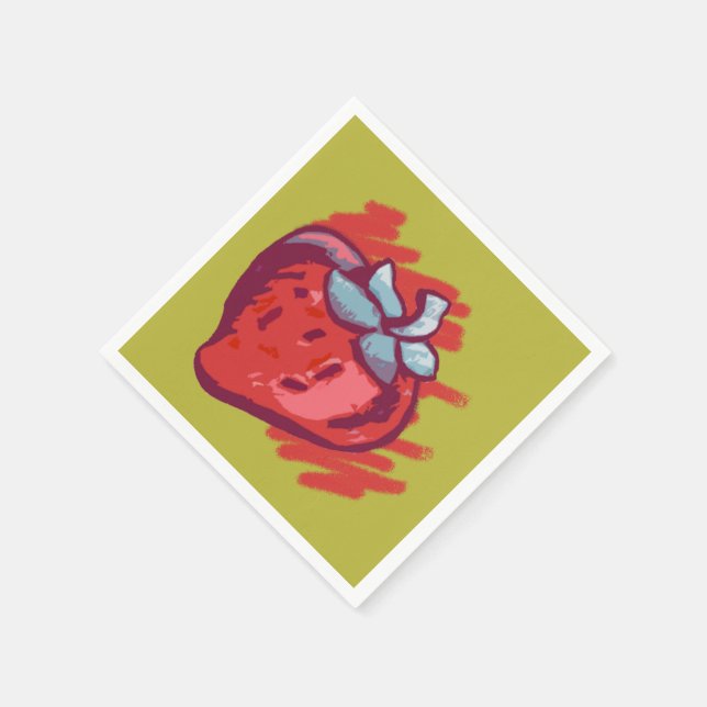 Fruit Pattern Strawberries on gold Party Stuff Napkin (Corner)