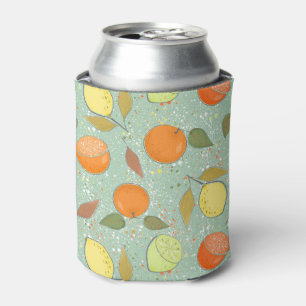 Fruit pattern with lemons, oranges can cooler