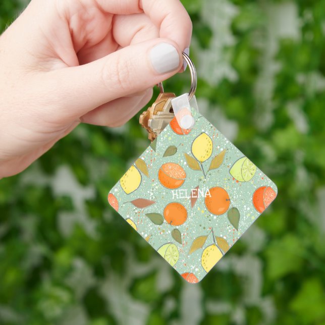 Fruit pattern with lemons, oranges key ring (Hand)