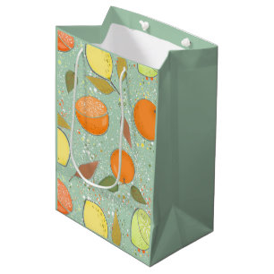 Fruit pattern with lemons, oranges medium gift bag