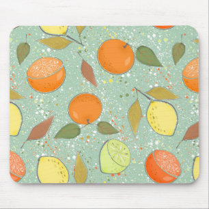 Fruit pattern with lemons, oranges mouse mat