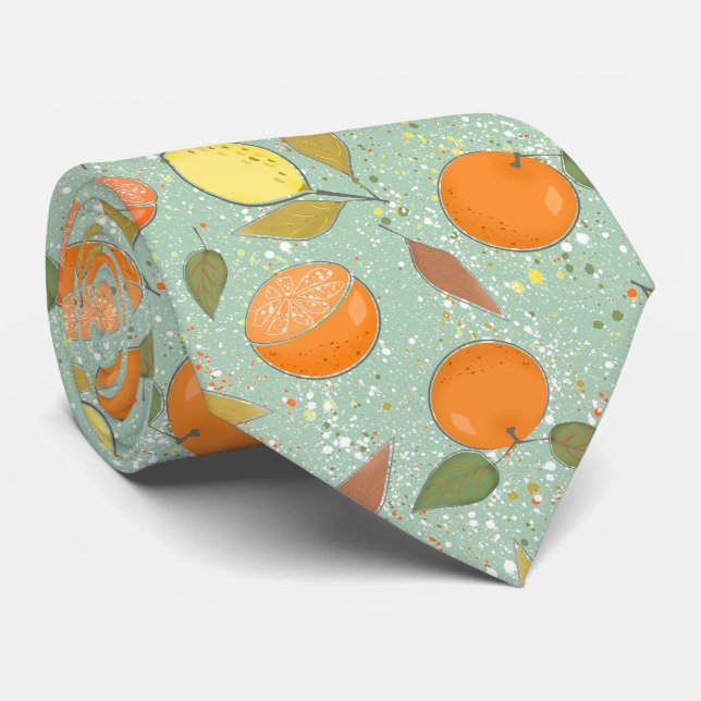 Fruit pattern with lemons, oranges tie (Rolled)