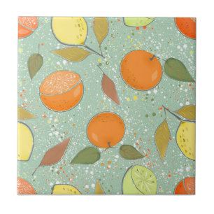 Fruit pattern with lemons, oranges tile