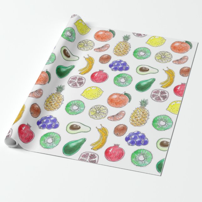 Fruit pattern wrapping paper (Unrolled)