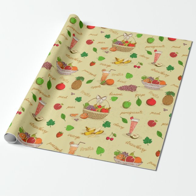 Fruit Pattern Wrapping Paper (Unrolled)