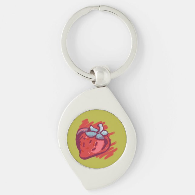 Fruit Patterns Strawberries on gold Electrinics Key Ring (Front)