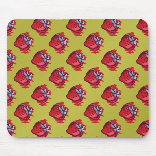 Fruit Patterns Strawberries on gold Electrinics Mouse Mat (Front)