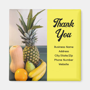 Fruit Photo Thank You Customer Appreciation Yellow Magnet