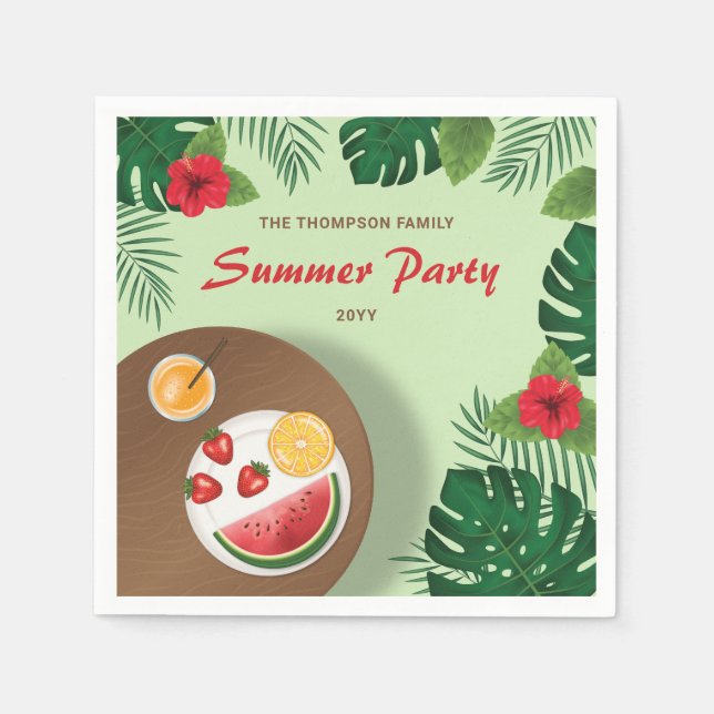 Fruit Plate Green Garden Summer Picnic Party Napkin (Front)