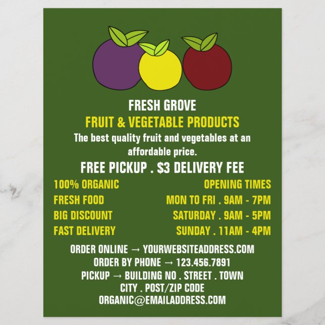Fruit Plums, Greengrocers Advertising Flyer (Front)