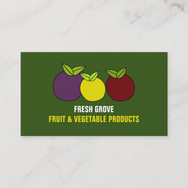 Fruit Plums, Greengrocers Business Card (Front)