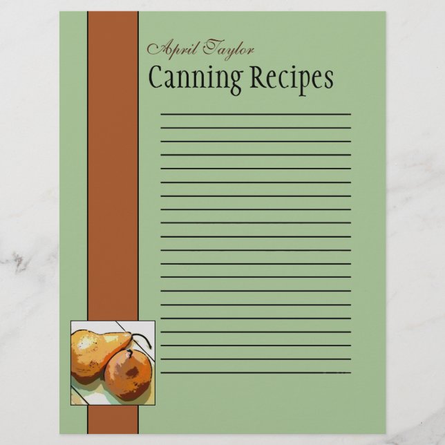 Fruit Recipes for Pear Lovers Recipe Page (Front)