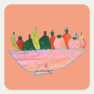 Fruit Salad funny cartoon art Square Sticker