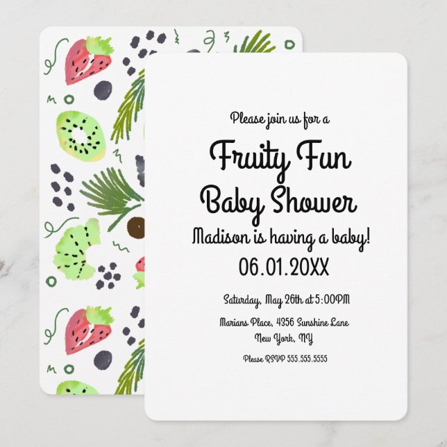 Fruit Salad Summer Colourful Fruity Baby Shower Invitation (Front/Back)