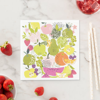 Fruit salad; summer fruit collage napkin