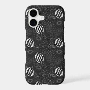 Fruit seamless pattern black and white Tropical