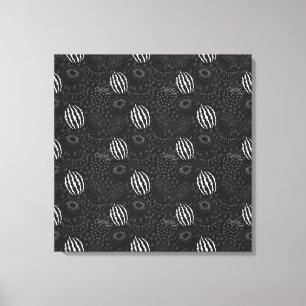 Fruit seamless pattern black and white Tropical Canvas Print