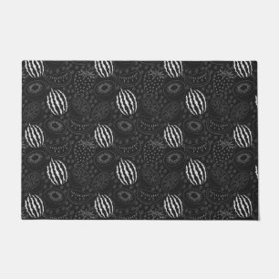 Fruit seamless pattern black and white Tropical Doormat