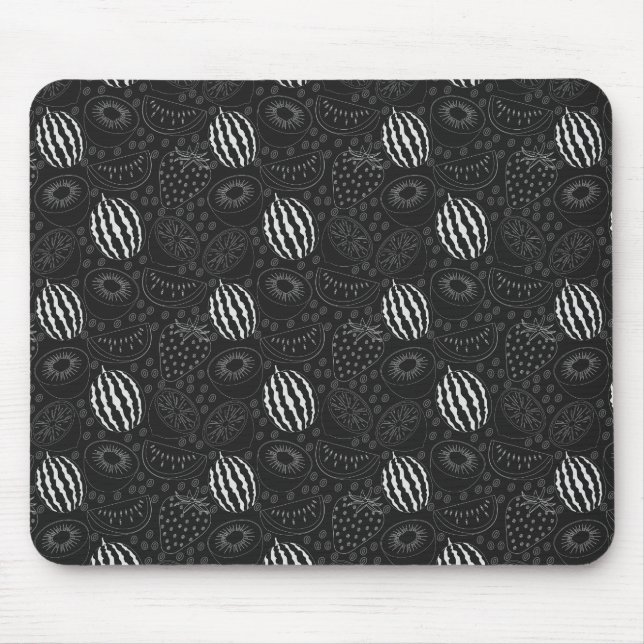 Fruit seamless pattern black and white Tropical Mouse Mat (Front)