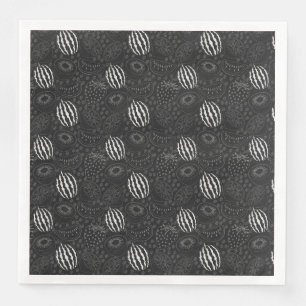 Fruit seamless pattern black and white Tropical Napkin