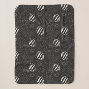 Fruit seamless pattern black and white Tropical Sherpa Blanket