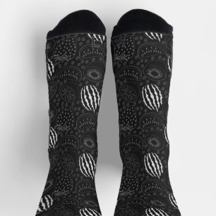 Fruit seamless pattern black and white Tropical Wr Socks