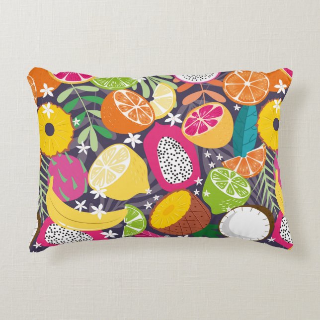 Fruit seamless pattern, collection of exotic tropi decorative cushion (Front)