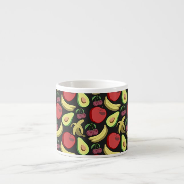 Fruit seamless pattern | colorful tropical fruit espresso cup (Front)