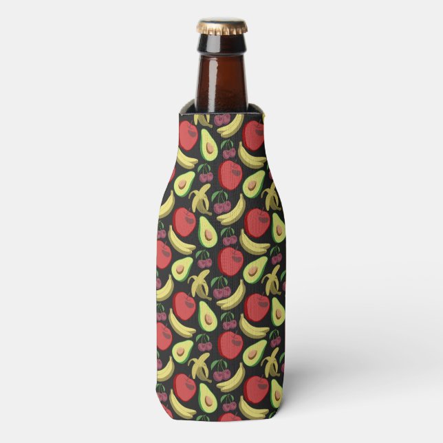 Fruit seamless pattern | colourful tropical fruit bottle cooler (Bottle Front)