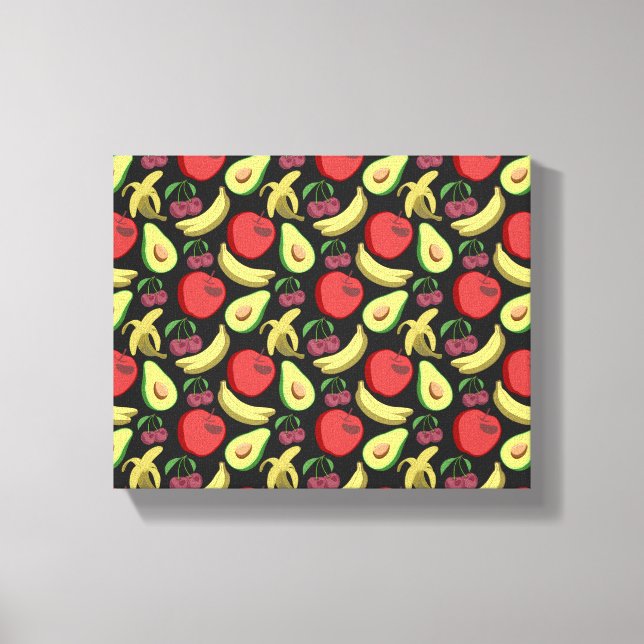 Fruit seamless pattern | colourful tropical fruit canvas print (Front)