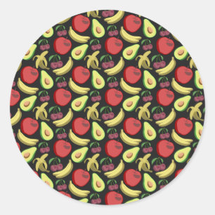 Fruit seamless pattern colourful tropical fruit classic round sticker