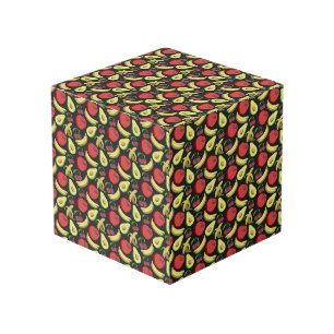 Fruit seamless pattern colourful tropical fruit cube