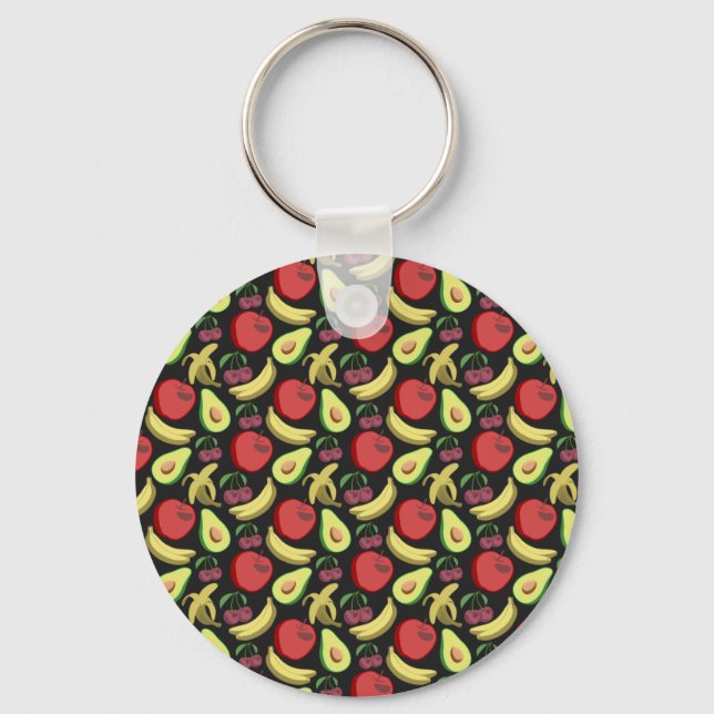 Fruit seamless pattern | colourful tropical fruit key ring (Front)