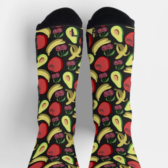 Fruit seamless pattern | colourful tropical fruit  socks (Top)