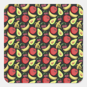 Fruit seamless pattern colourful tropical fruit square sticker