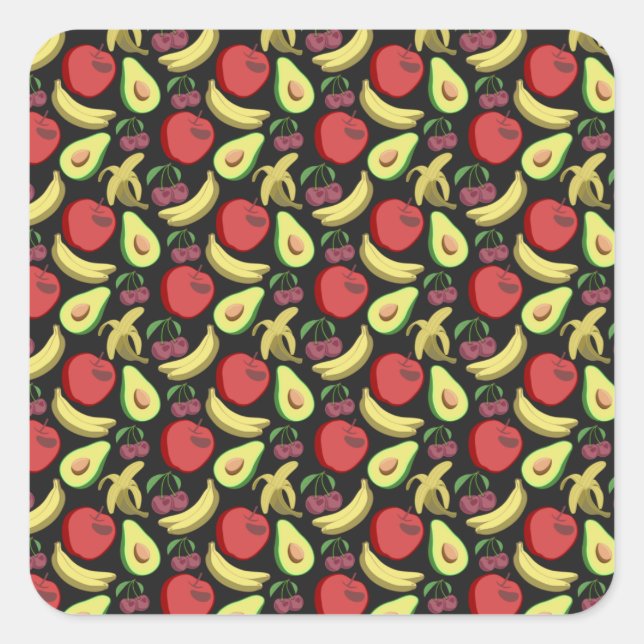 Fruit seamless pattern | colourful tropical fruit square sticker (Front)