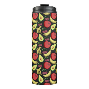 Fruit seamless pattern colourful tropical fruit thermal tumbler