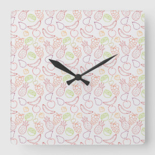 Fruit seamless pattern Fruit surface pattern 12 Square Wall Clock