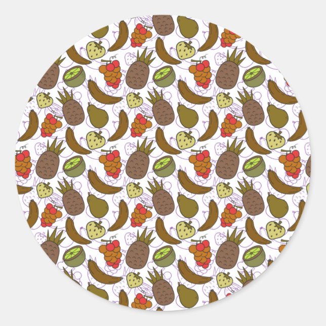 Fruit seamless pattern | Fruit surface pattern 14 Classic Round Sticker (Front)