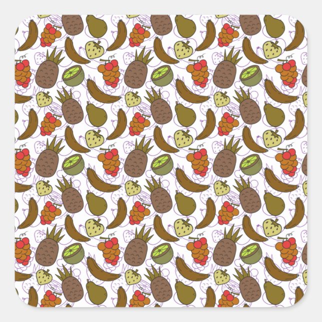 Fruit seamless pattern | Fruit surface pattern 14 Square Sticker (Front)