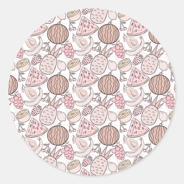Fruit seamless pattern | Fruit surface pattern 1 Classic Round Sticker (Front)