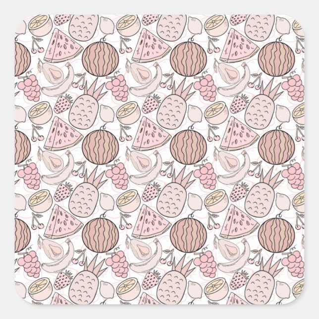 Fruit seamless pattern | Fruit surface pattern 1 Square Sticker (Front)