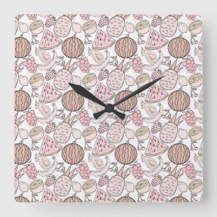 Fruit seamless pattern Fruit surface pattern 1 Square Wall Clock