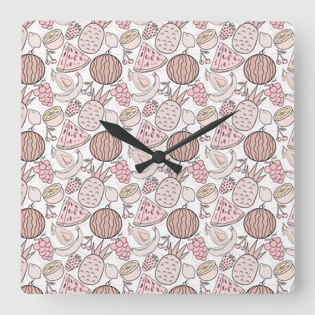 Fruit seamless pattern | Fruit surface pattern 1 Square Wall Clock (Front)